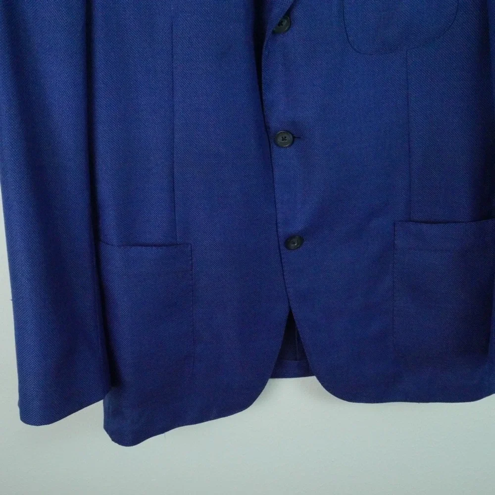 Samuelsohn Yardley‎ 44L Blue Wool Silk Sport Coat Blazer FLAW Unstructured Soft